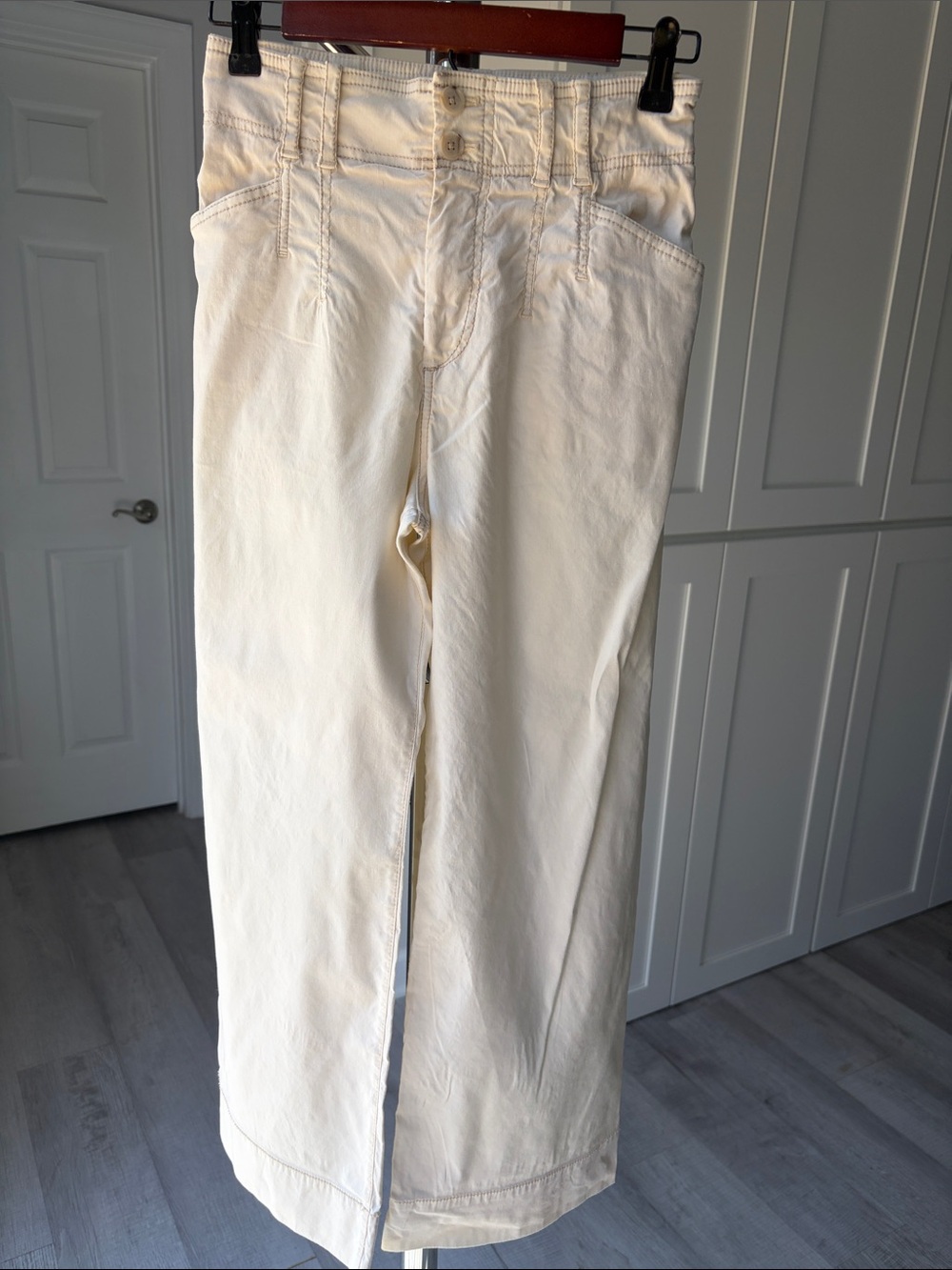 Anthropologie Cream Wide-Leg Pants, Size 26 waist.